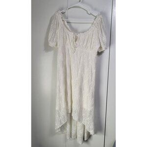 Y2K Lace Gypsy Milkmaid Wench Dress Women's XXL Eyelet Mini Beach Wedding